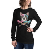 Baseball Drip Boston Terrier Dog Unisex Long Sleeve Tee .