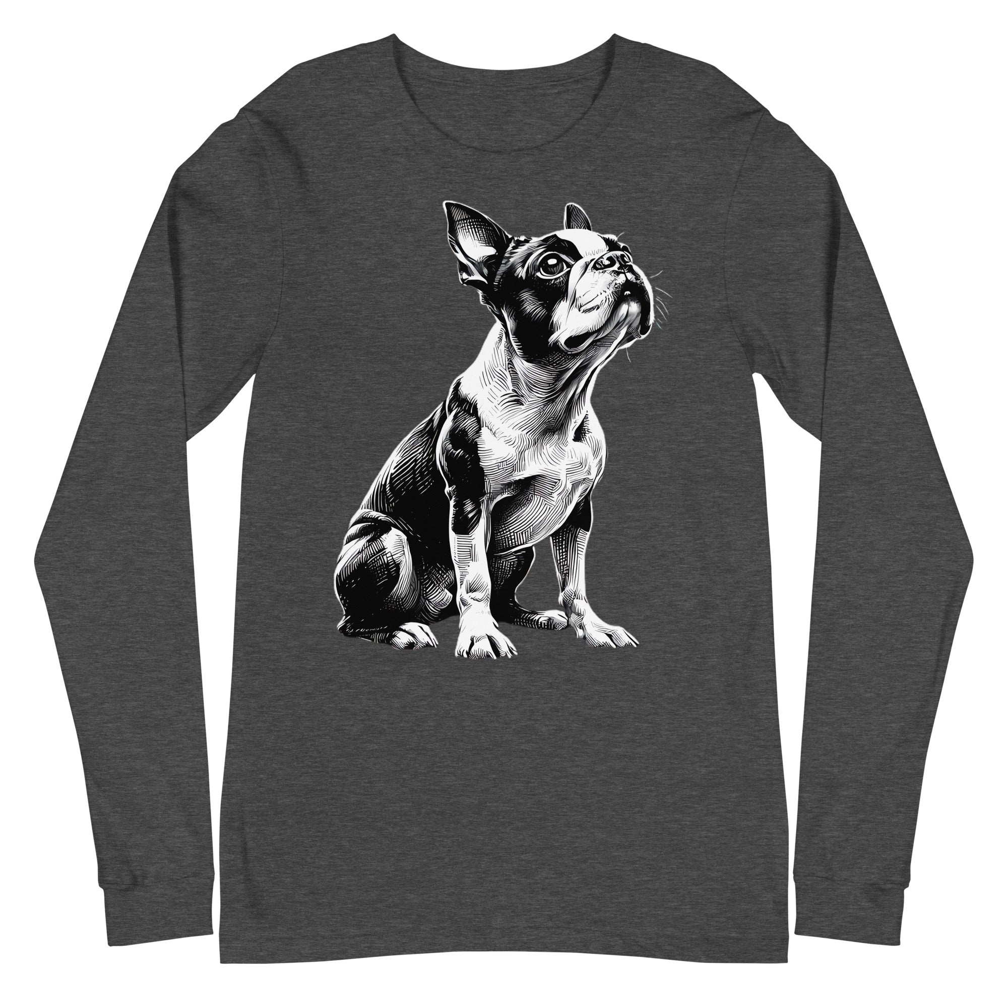 Boston Terrier Line Art Unisex Long Sleeve Tee
