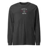 Property Of My Dog Custom Embroidered Unisex Long Sleeve Tee . Dark Grey Heather
