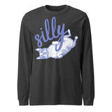 Silly Boston Terrier Dog Upside Down Unisex Long Sleeve Tee . Dark Grey Heather