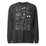 Boston Terrier Doodle Dog Lover Unisex Long Sleeve Tee . Dark Grey Heather
