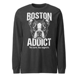 Boston Addict (No Cure. No Regrets.) Unisex Long Sleeve Tee . Dark Grey Heather