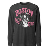 Boston Mom Club Long Sleeve Tee . Dark Grey Heather