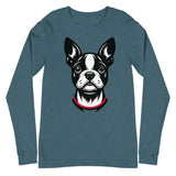Minimalist Boston Terrier Face Design Unisex Long Sleeve Tee