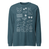 Boston Terrier Doodle Dog Lover Unisex Long Sleeve Tee . Heather Deep Teal