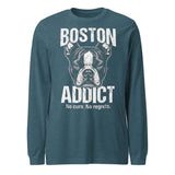 Boston Addict (No Cure. No Regrets.) Unisex Long Sleeve Tee . Heather Deep Teal