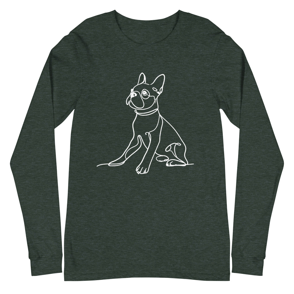 Line Drawn Boston Terrier Unisex Long Sleeve Tee