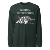 Emotional Support Potato Boston Terrier Dog Unisex Long Sleeve Tee . Heather Forest