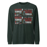 Boston Terrier Word Collage Unisex Long Sleeve Tee – Dog Lover Typography Art . Heather Forest