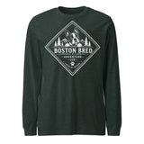 Boston Bred Adventure Led – Outdoor And Hiking Dog Lover Unisex Long Sleeve Tee . Heather Forest