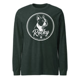 Personalized Dog Silhouette Long Sleeve Tee with Custom Name & Tagline . Heather Forest