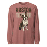 Brindle Boston Terrier Dog Unisex Long Sleeve Tee . Heather Mauve