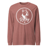 Personalized Dog Silhouette Long Sleeve Tee with Custom Name & Tagline . Heather Mauve