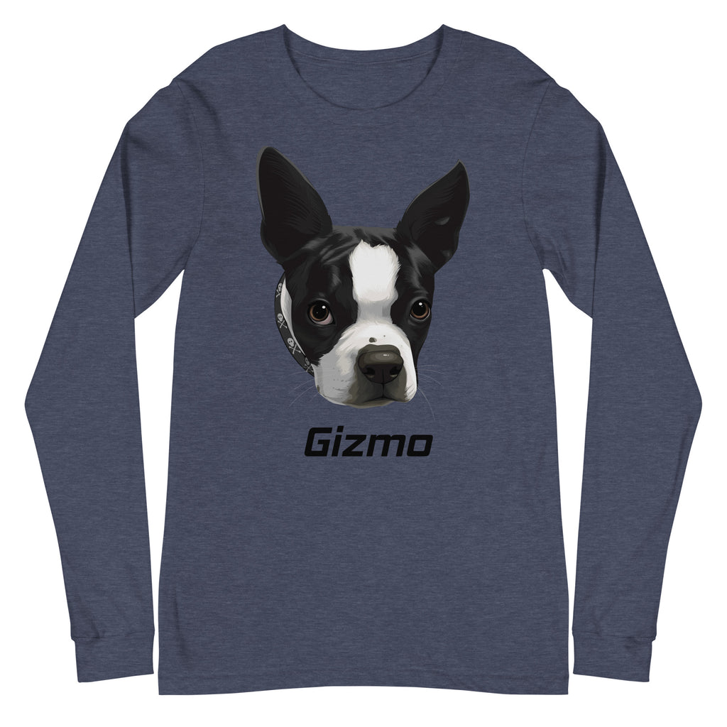 Custom Boston Terrier Dog Unisex Long Sleeve Tee