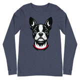 Minimalist Boston Terrier Face Design Unisex Long Sleeve Tee