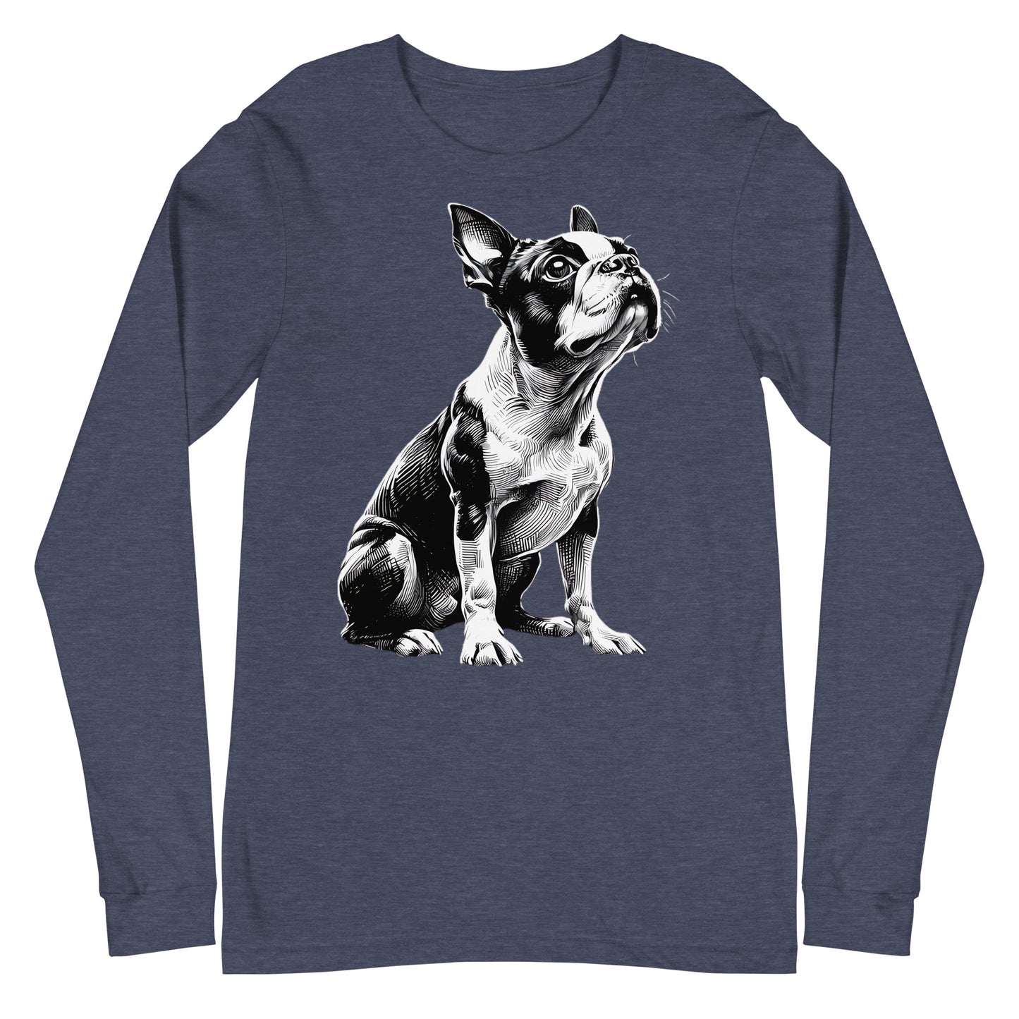 Boston Terrier Line Art Unisex Long Sleeve Tee