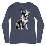 Boston Terrier Line Art Unisex Long Sleeve Tee