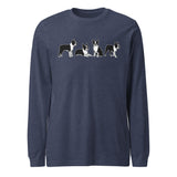 4 Boston Terrier Poses Unisex Long Sleeve Tee . Heather Navy