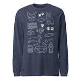 Boston Terrier Doodle Dog Lover Unisex Long Sleeve Tee . Heather Navy