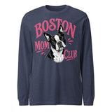 Boston Mom Club Long Sleeve Tee . Heather Navy