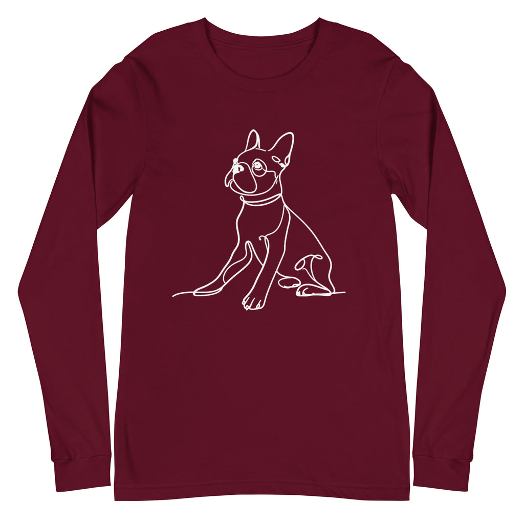 Line Drawn Boston Terrier Unisex Long Sleeve Tee