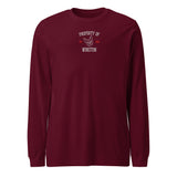 Property Of My Dog Custom Embroidered Unisex Long Sleeve Tee . Maroon