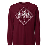 Boston Bred Adventure Led – Outdoor And Hiking Dog Lover Unisex Long Sleeve Tee . Maroon