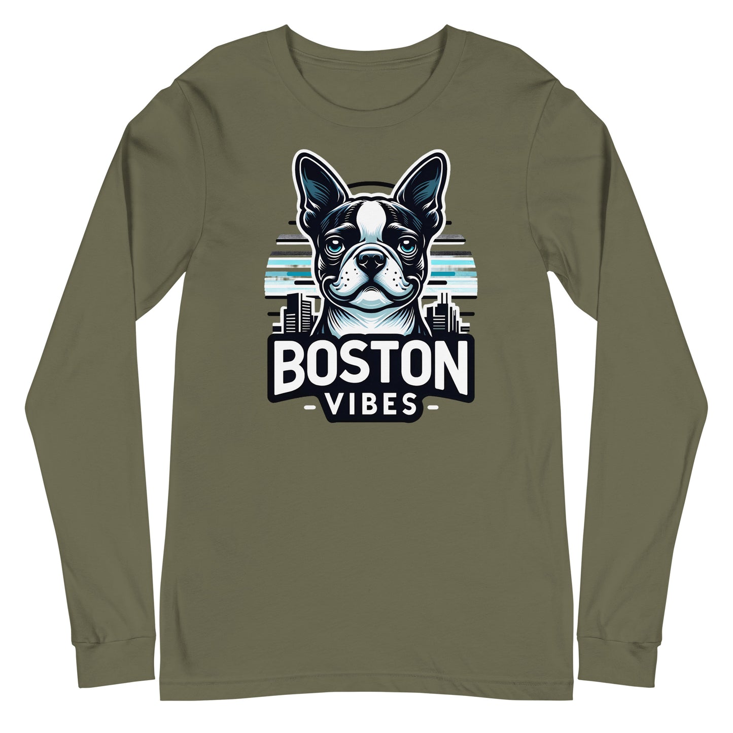 Boston Terrier Vibes Unisex Long Sleeve Tee