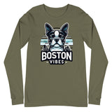 Boston Terrier Vibes Unisex Long Sleeve Tee