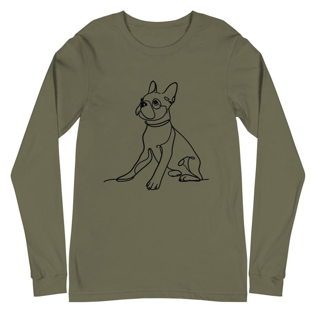 Line Drawn Boston Terrier Unisex Long Sleeve Tee