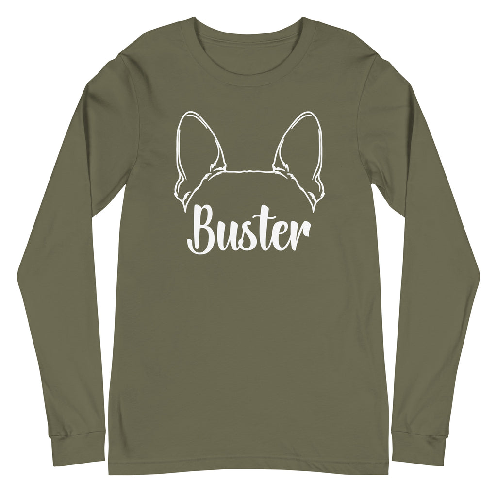 Big Ears With Boston Terrier Name - Custom Unisex Long Sleeve Tee