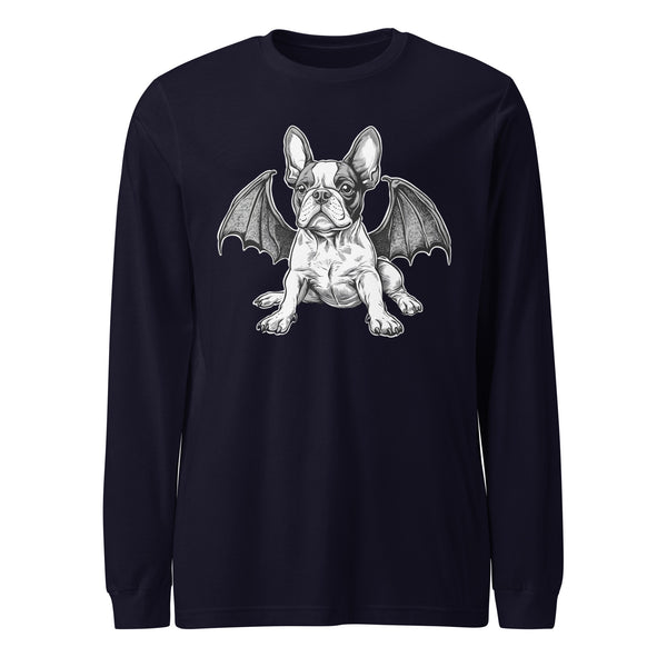 Bat-Winged Boston Terrier Dog Unisex Long Sleeve Tee