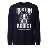 Boston Addict (No Cure. No Regrets.) Unisex Long Sleeve Tee . Navy