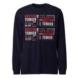 Boston Terrier Word Collage Unisex Long Sleeve Tee – Dog Lover Typography Art . Navy