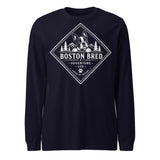 Boston Bred Adventure Led – Outdoor And Hiking Dog Lover Unisex Long Sleeve Tee . Navy