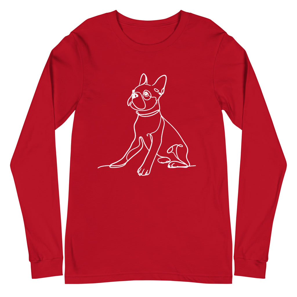 Line Drawn Boston Terrier Unisex Long Sleeve Tee