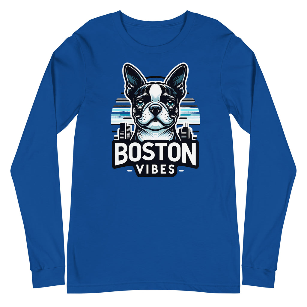 Boston Terrier Vibes Unisex Long Sleeve Tee