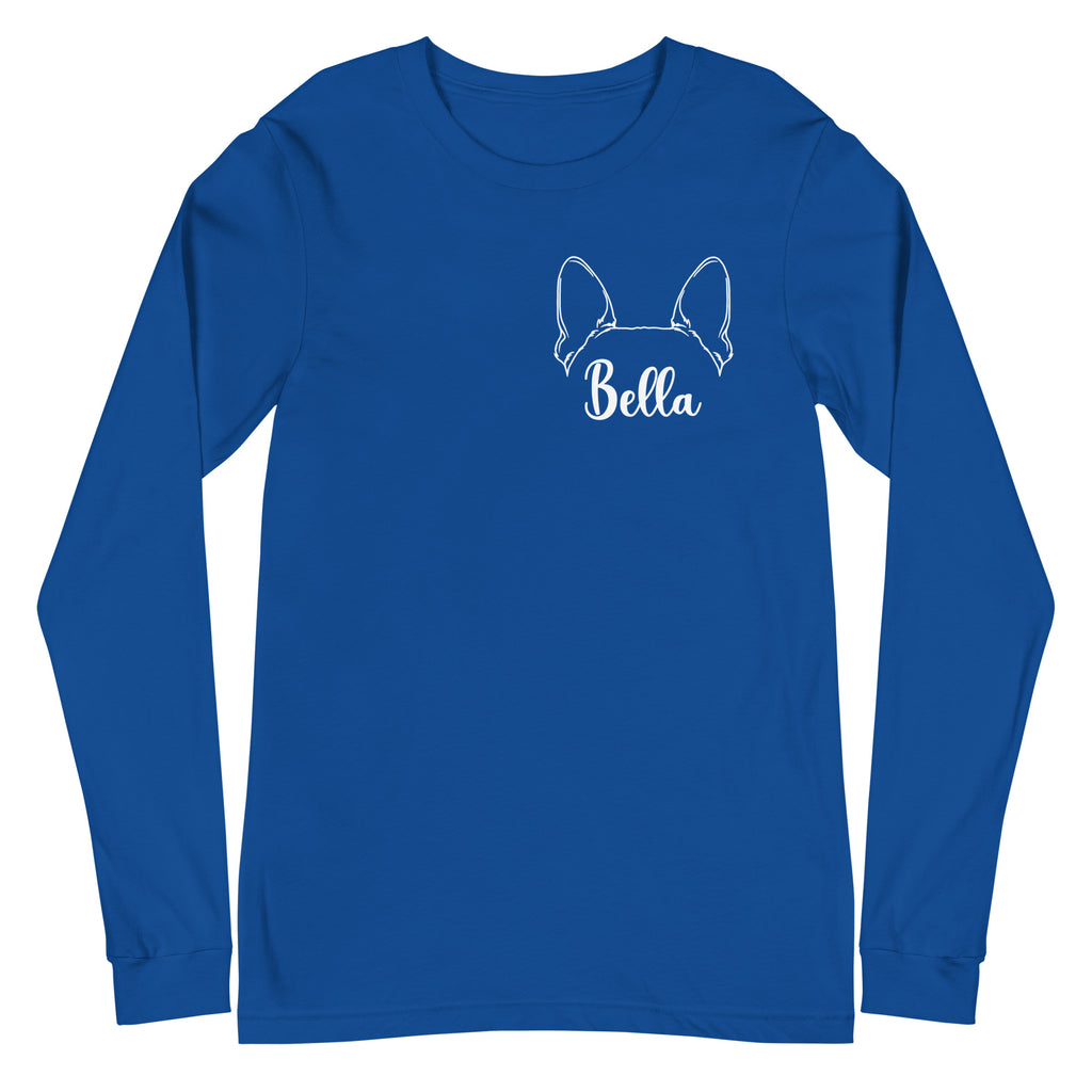 Ears With Boston Terrier Name - Custom Unisex Long Sleeve Tee