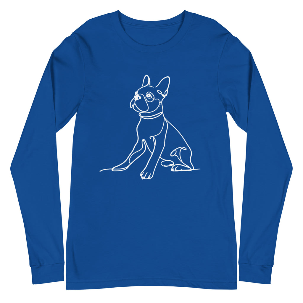 Line Drawn Boston Terrier Unisex Long Sleeve Tee