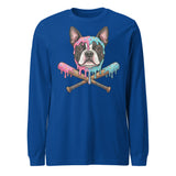 Baseball Drip Boston Terrier Dog Unisex Long Sleeve Tee . True Royal