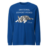 Emotional Support Potato Boston Terrier Dog Unisex Long Sleeve Tee . True Royal