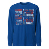 Boston Terrier Word Collage Unisex Long Sleeve Tee – Dog Lover Typography Art . True Royal