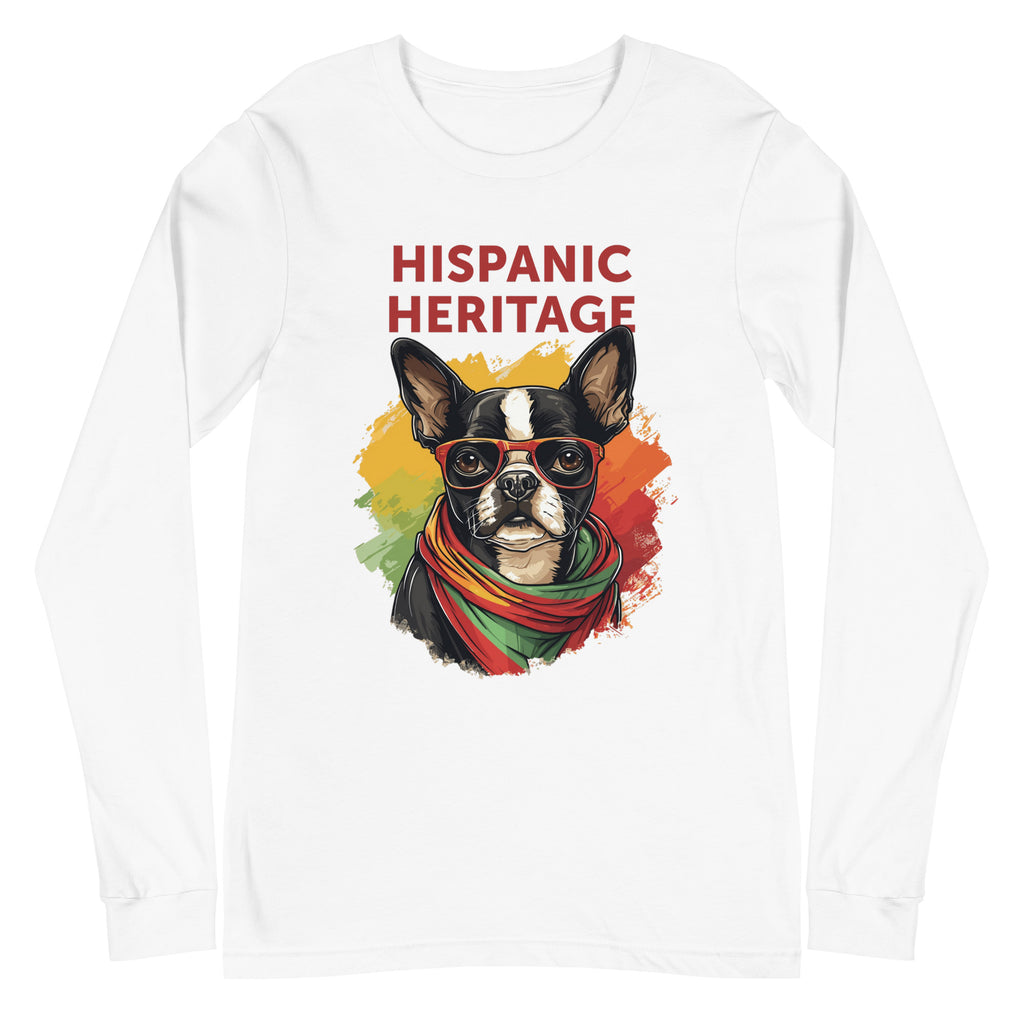 Hispanic Heritage Boston Terrier Dog Unisex Long Sleeve Tee