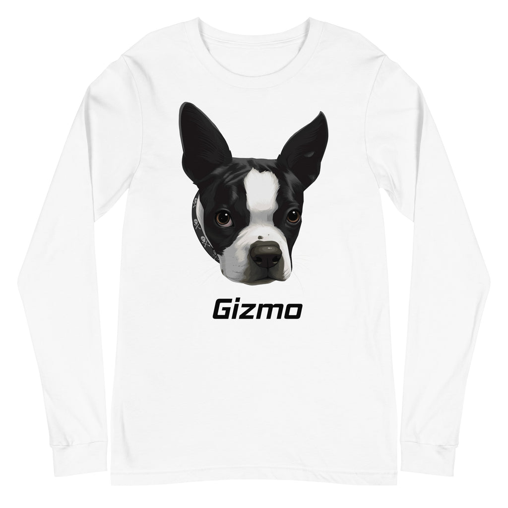 Custom Boston Terrier Dog Unisex Long Sleeve Tee