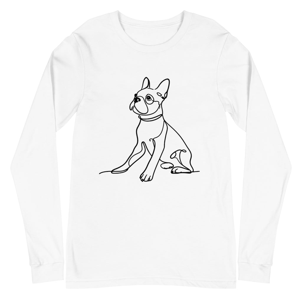 Line Drawn Boston Terrier Unisex Long Sleeve Tee