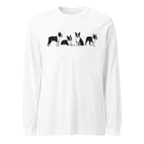 4 Boston Terrier Poses Unisex Long Sleeve Tee . White