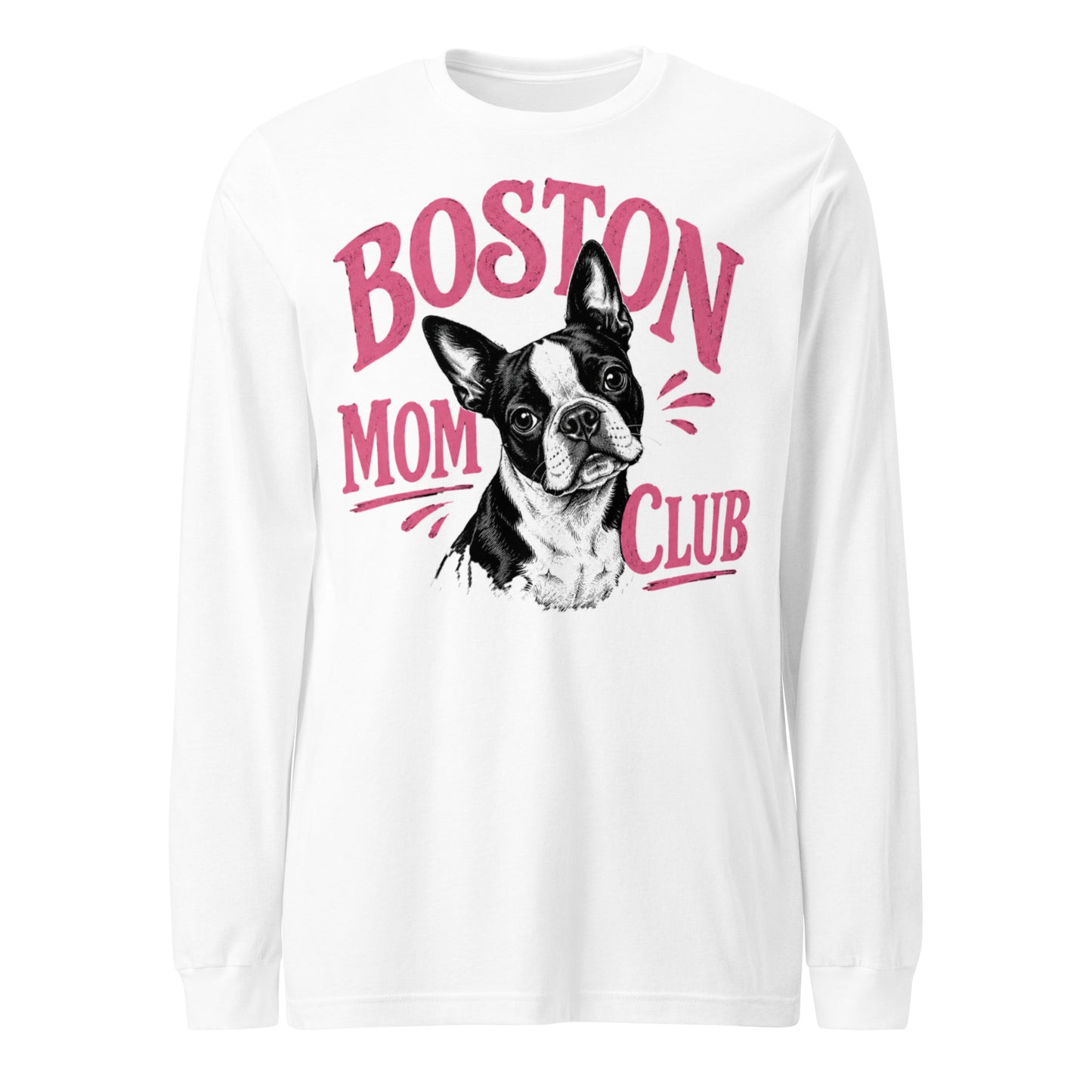 Boston Mom Club Long Sleeve Tee . White
