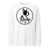 Personalized Dog Silhouette Long Sleeve Tee with Custom Name & Tagline . White
