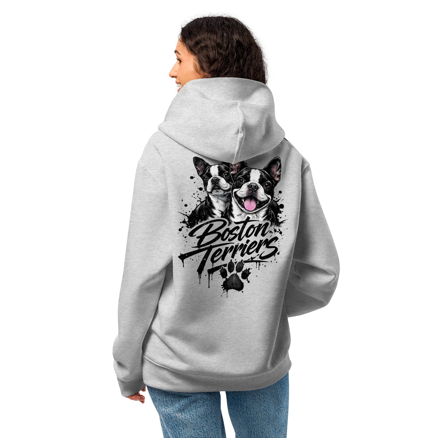 Boston Terriers Graffiti Streetwear Oversized Heavyweight Hoodie .