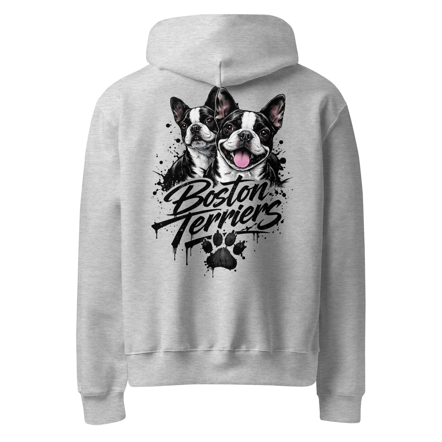 Boston Terriers Graffiti Streetwear Oversized Heavyweight Hoodie . Athletic Heather